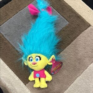 Trolls Blue and Yellow Stuffed Animal with Spiky Hair